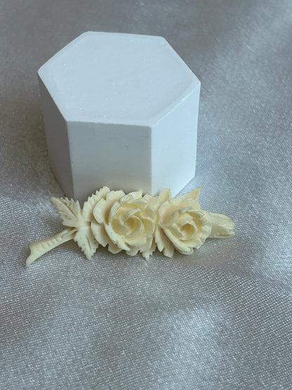 Broche vintage fleurs roses  beige doré
