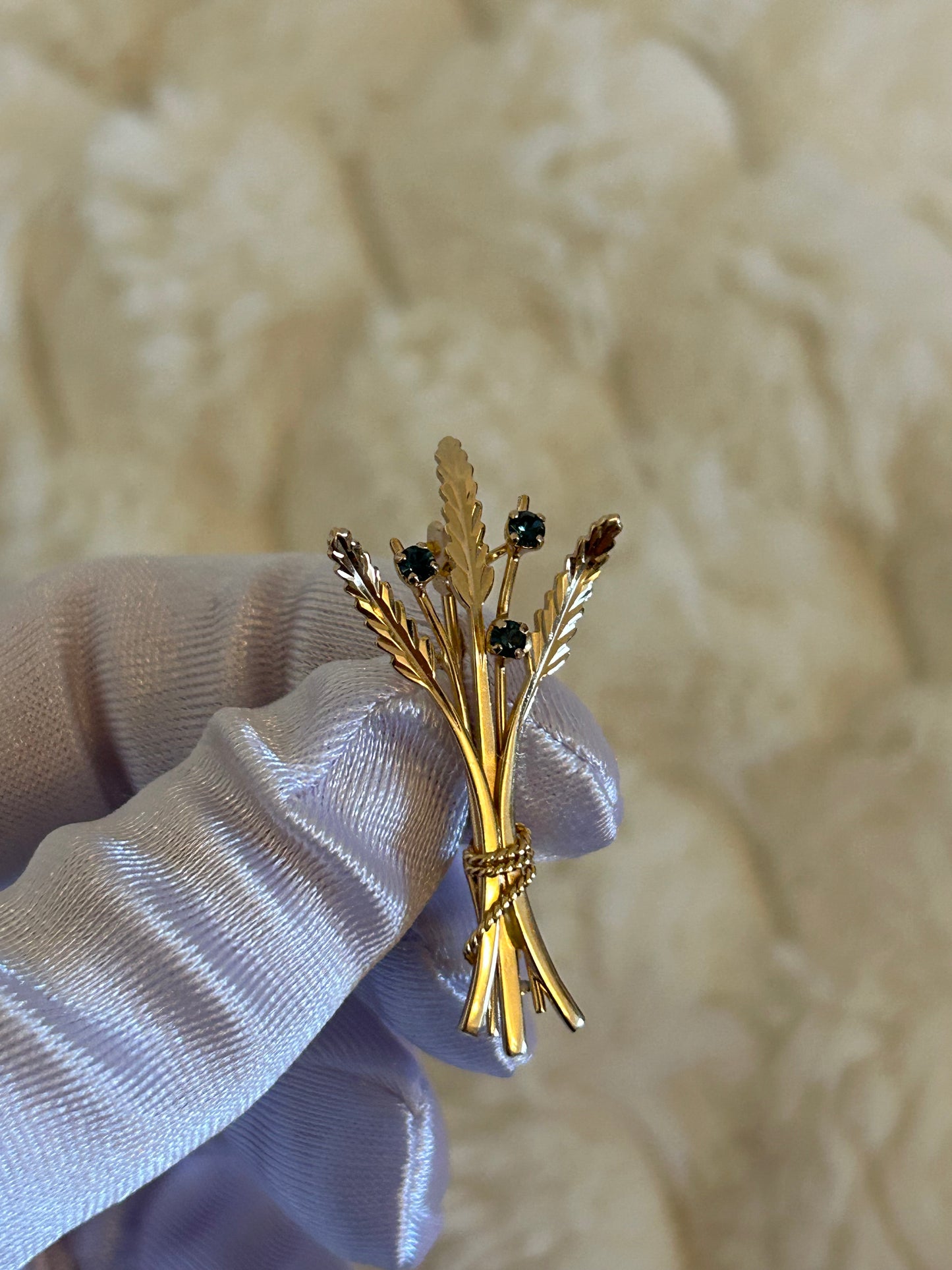 Splendide broche en plaqué or épis de blé