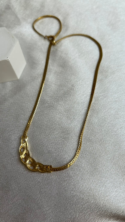 Collier vintage doré et strass