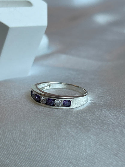 Bague strass violet et transparent taille 57