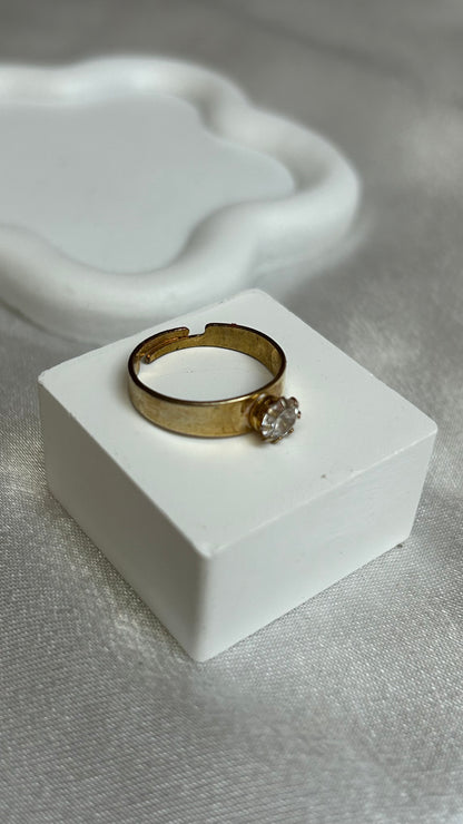 Bague vintage doré ajustable et gros strass
