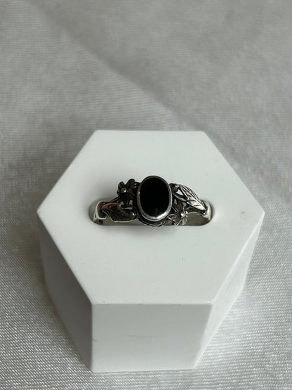 Bague vintage en argent taille 56 et pierre noir
