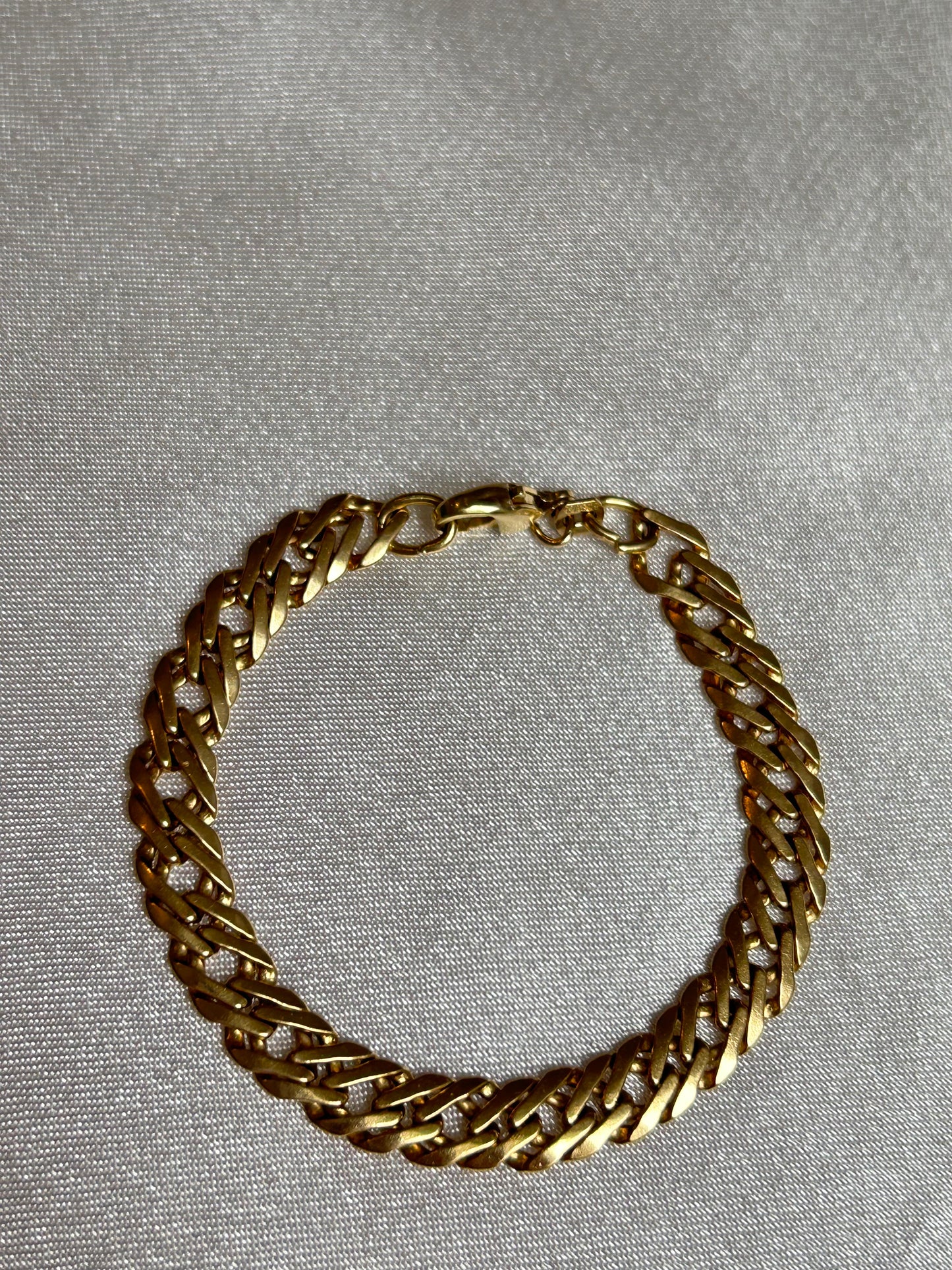 Bracelet style maille anglaise en plaqué or grosses mailles plates
