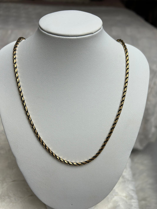 Jolie collier chaîne vintage torsadé noir et doré