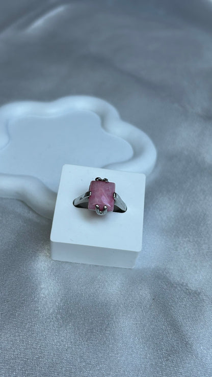 Bague vintage argenté et pierre rose taille 55