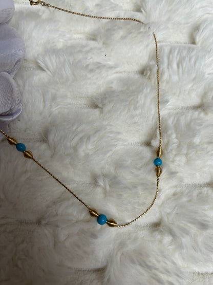 Collier vintage doré et bleu fantaisie