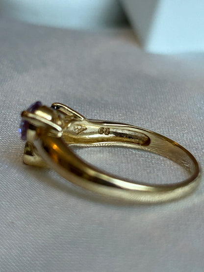 Bague femme doré et pierres violettes taille 60