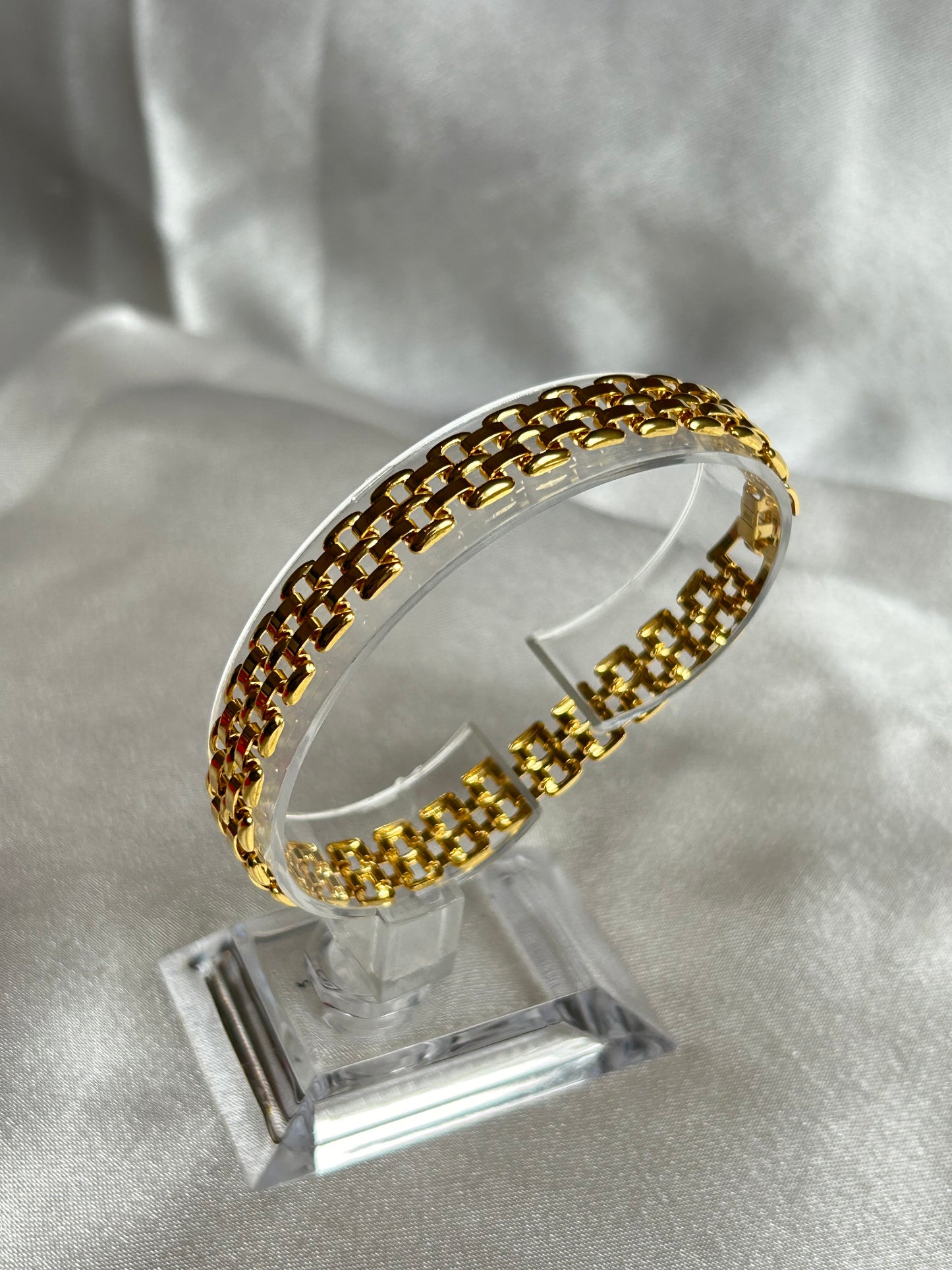 Bracelet vintage grosse maille YR doré