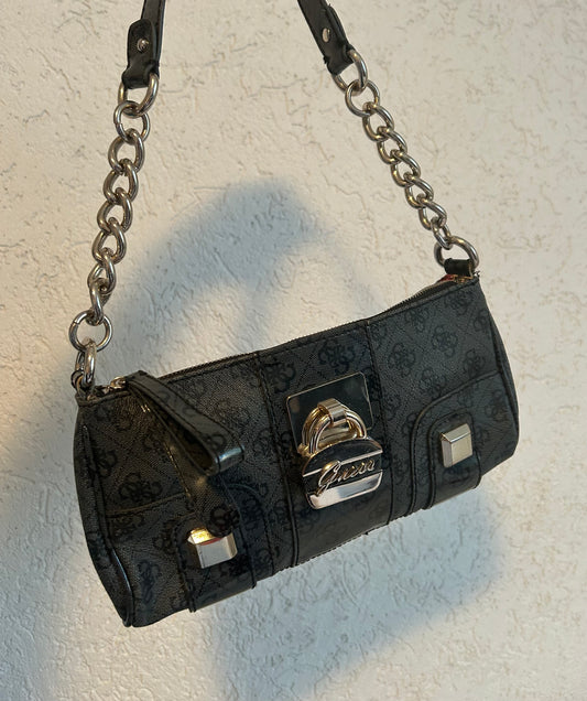Sac vintage GUESS noir gris et argenté