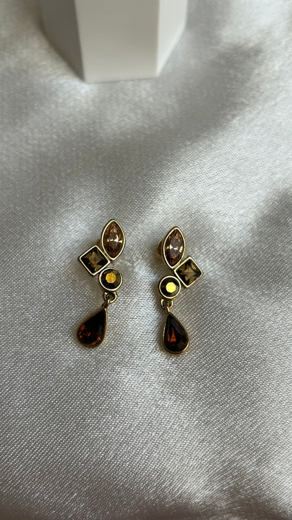 Boucles d’oreilles pendantes vintage et strass