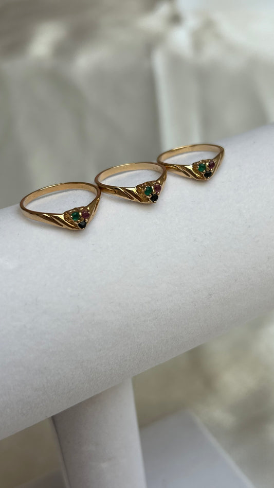 Bague vintage en plaqué or et pierres taille 55 52 ou 50