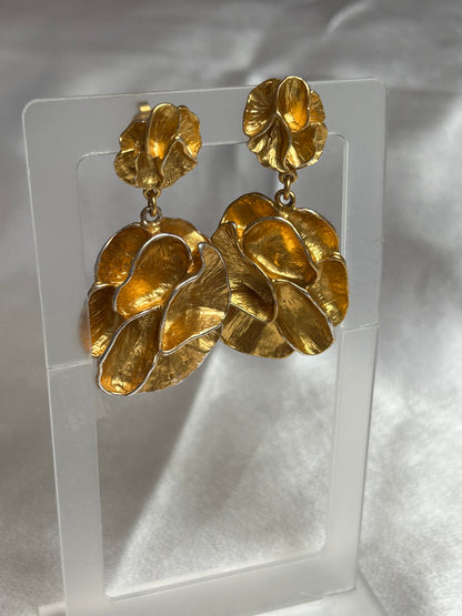 Boucles d’oreilles vintage pendantes dorées